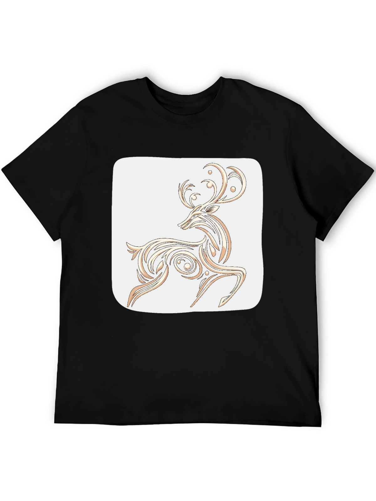 Elegant Deer Graphic Tee - Black