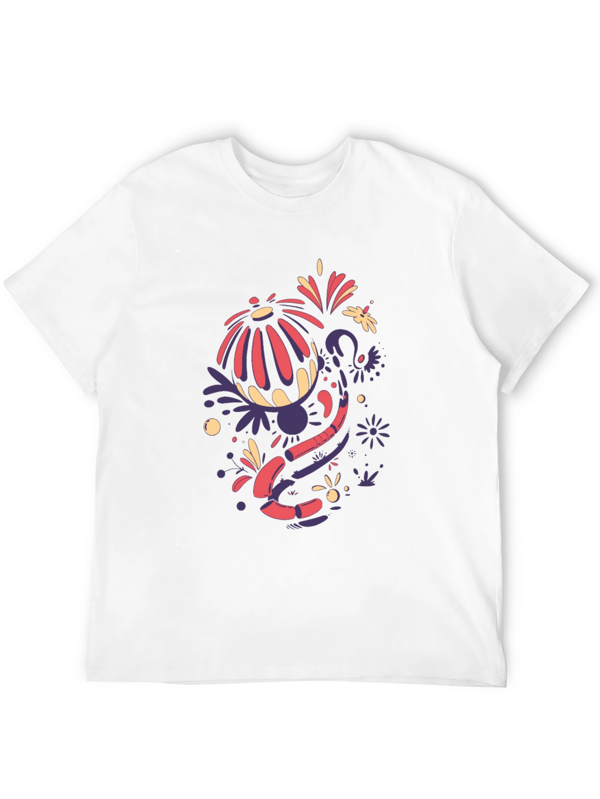 Funky Floral Graphic Tee - Black Cotton Blend