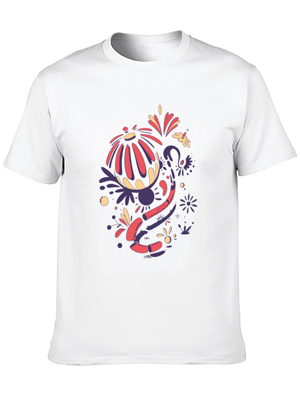 Funky Floral Graphic Tee - Black Cotton Blend