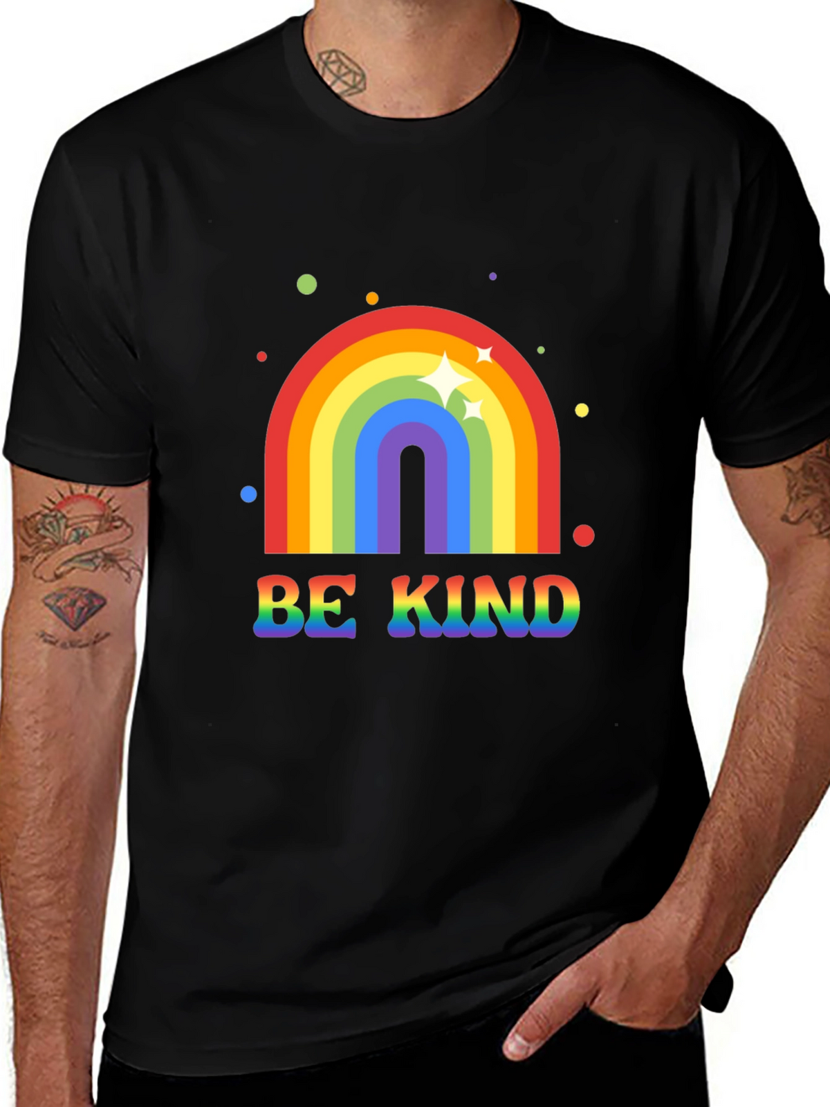 Be Kind Rainbow Graphic Tee - Black T-Shirt