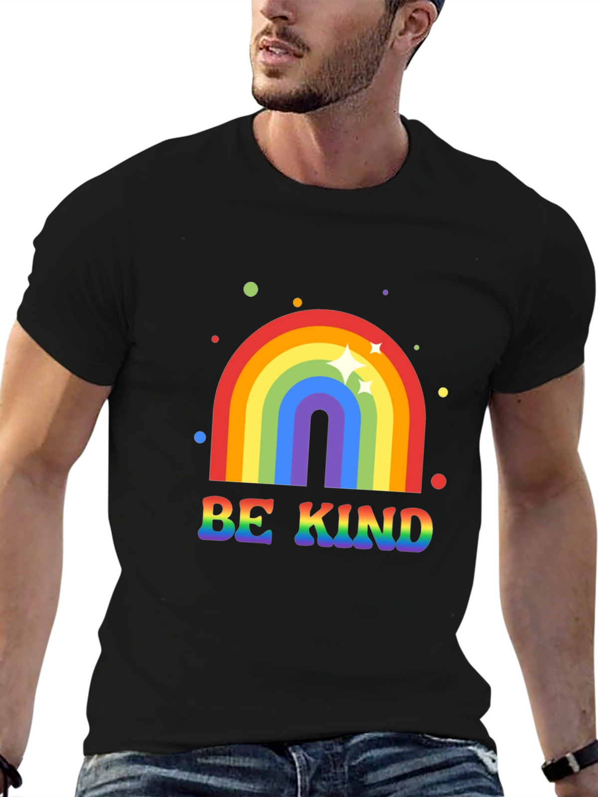 Be Kind Rainbow Graphic Tee - Black T-Shirt