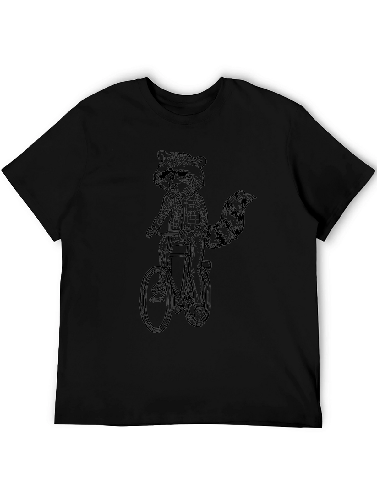 Raccoon on Bike Graphic Tee - Quirky Black T-Shirt