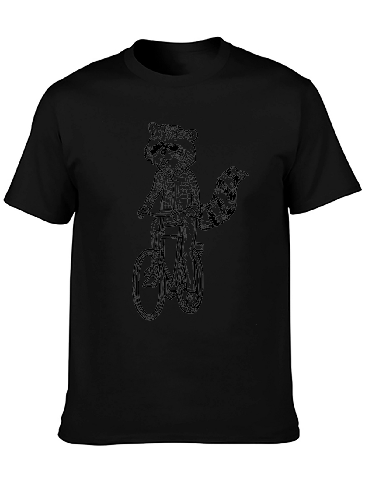 Raccoon on Bike Graphic Tee - Quirky Black T-Shirt