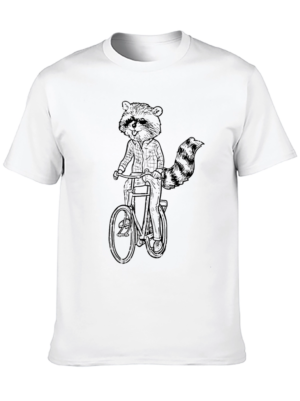 Raccoon on Bike Graphic Tee - Quirky Black T-Shirt