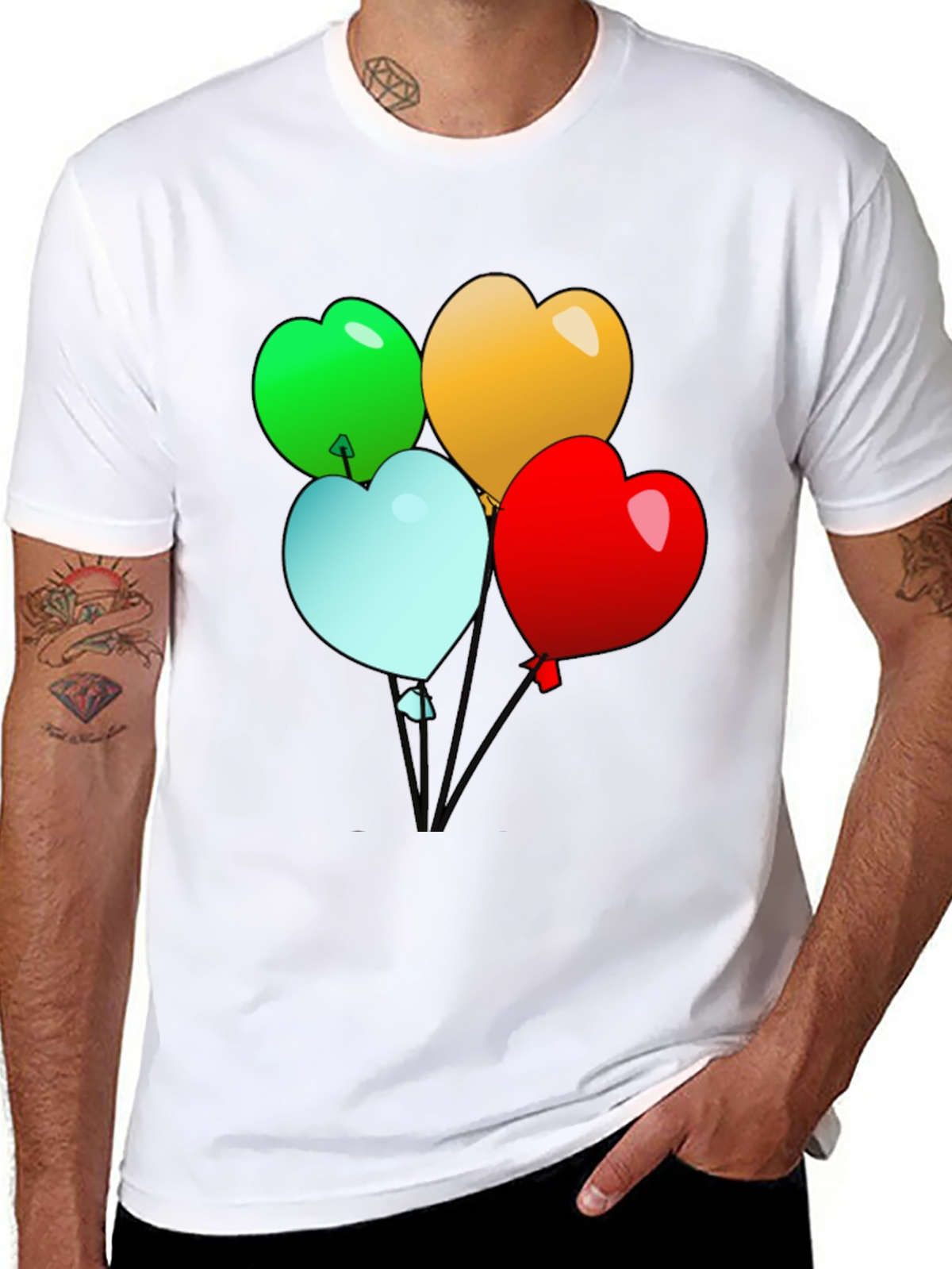 Heart Balloons Graphic Tee - Black Casual Shirt
