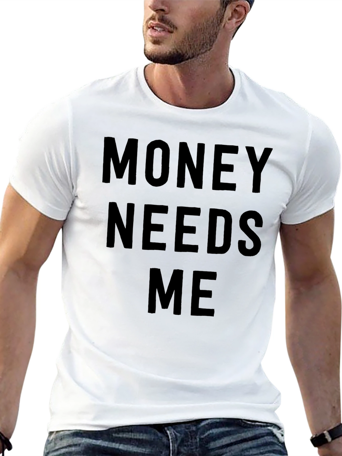 Money Needs Me Black Graphic Tee - Mens