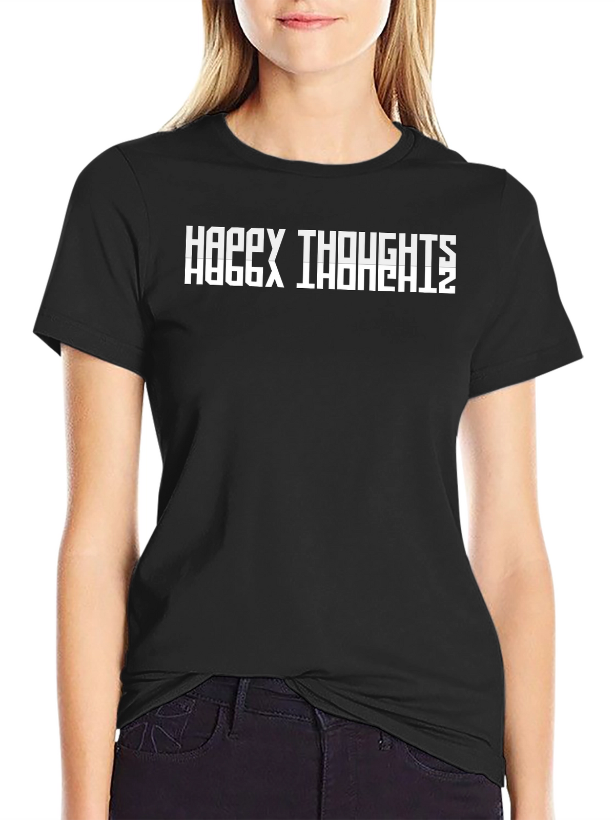Happy Thoughts Graphic Tee - Black Short Sleeve