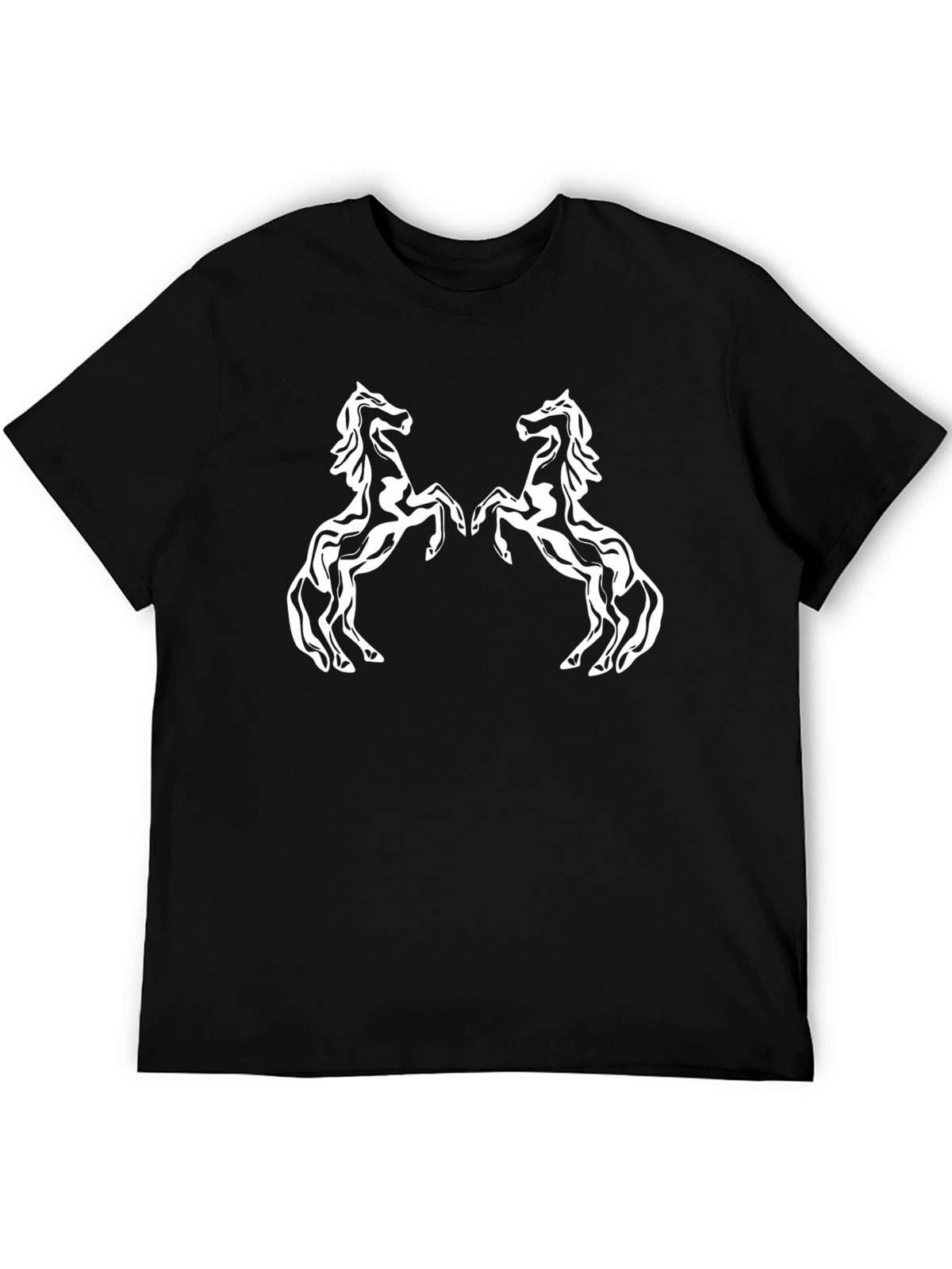 Black T-Shirt with White Horse Design