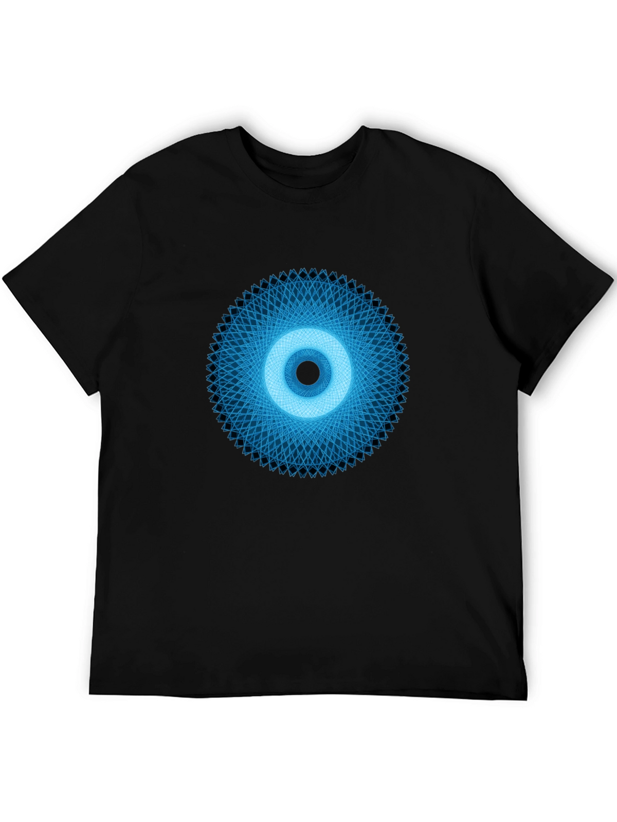 Geometric Eye Graphic Tee - Black Crew Neck