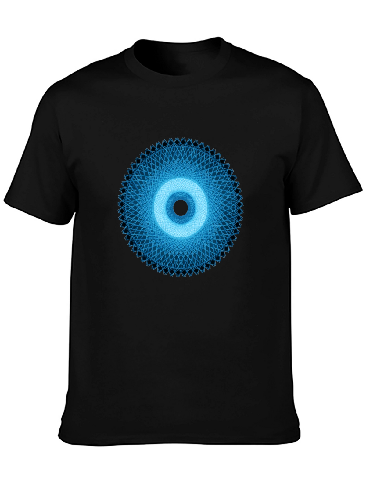 Geometric Eye Graphic Tee - Black Crew Neck