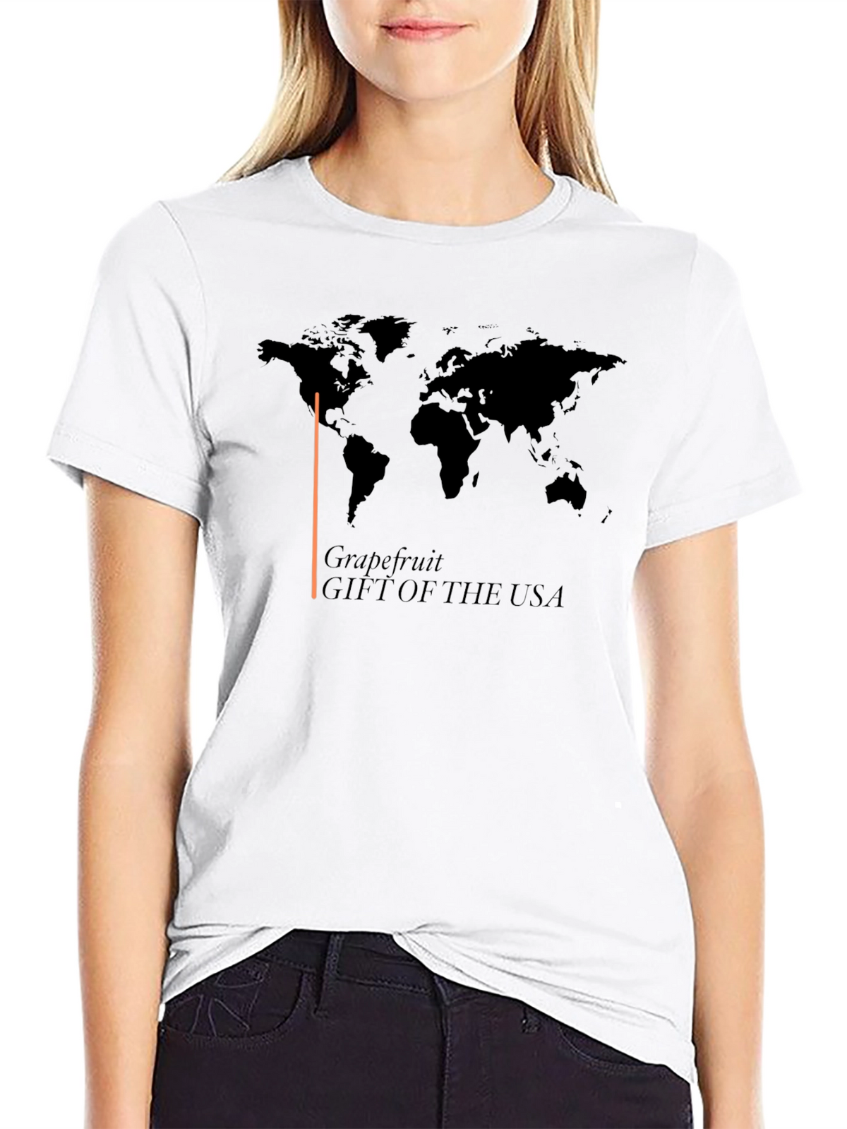 Grapefruit USA T-Shirt - World Map Design