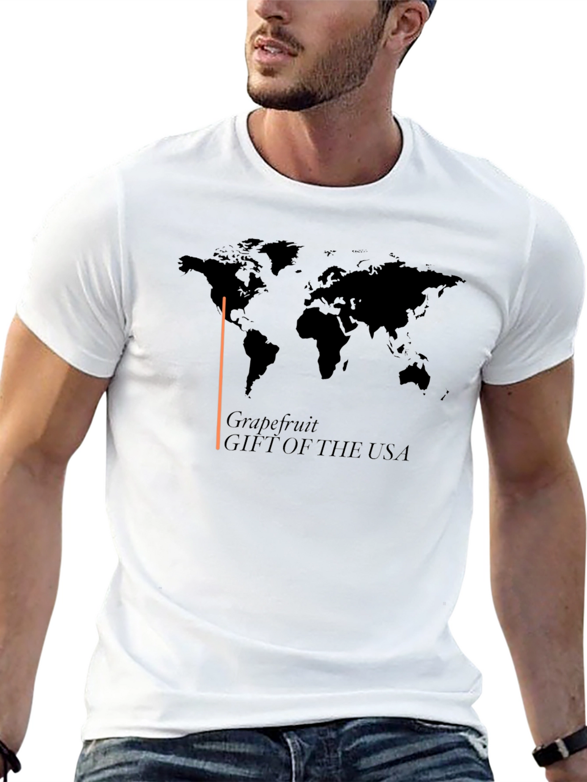 Grapefruit USA T-Shirt - World Map Design
