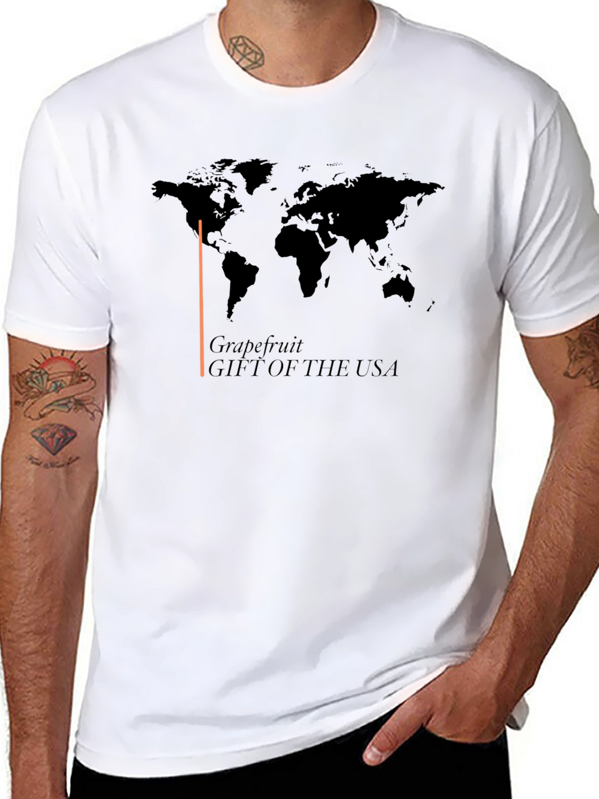 Grapefruit USA T-Shirt - World Map Design