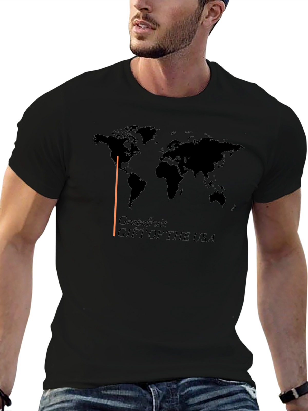 Grapefruit USA T-Shirt - World Map Design