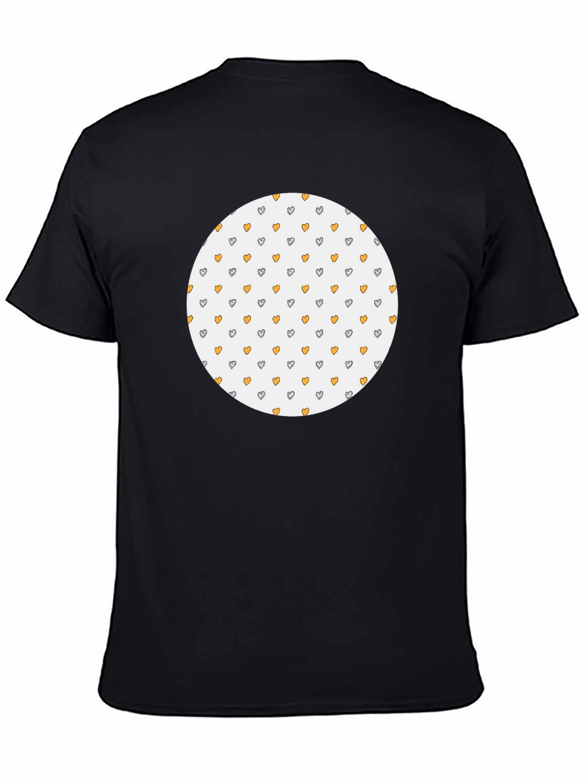 Black T-Shirt with Heart Pattern Circle