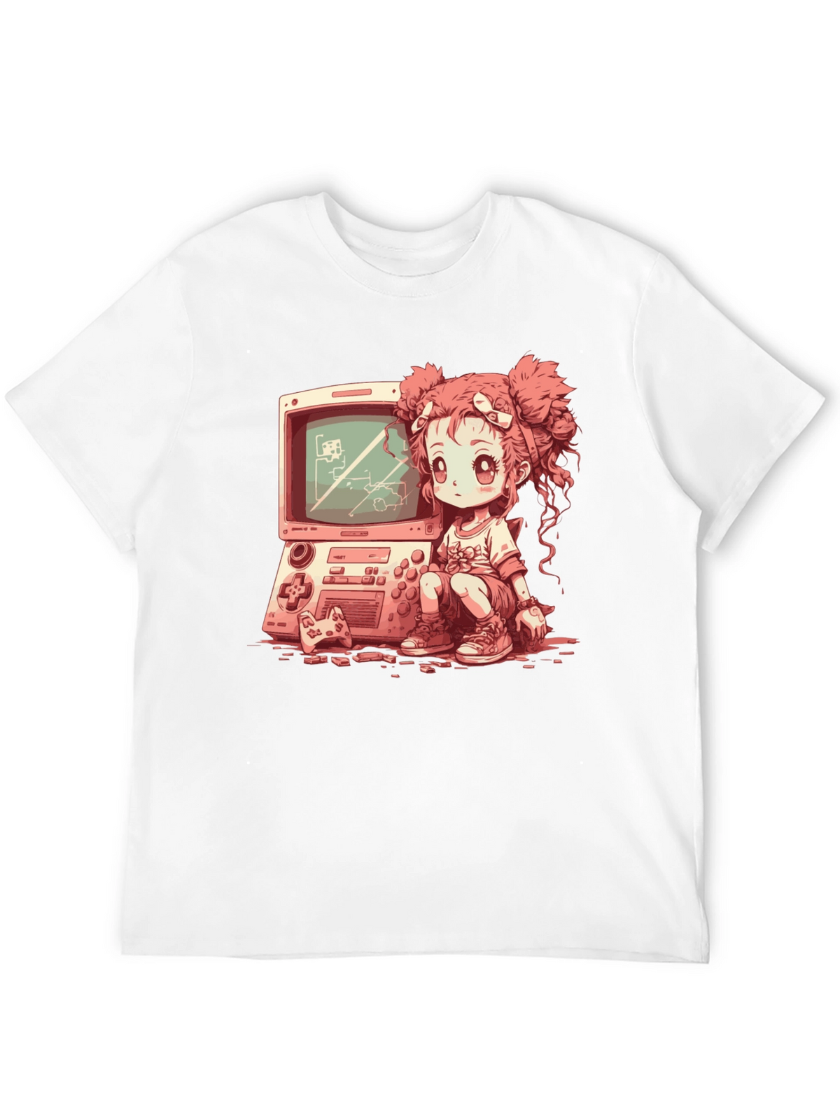 Retro Gamer Girl Black T-Shirt