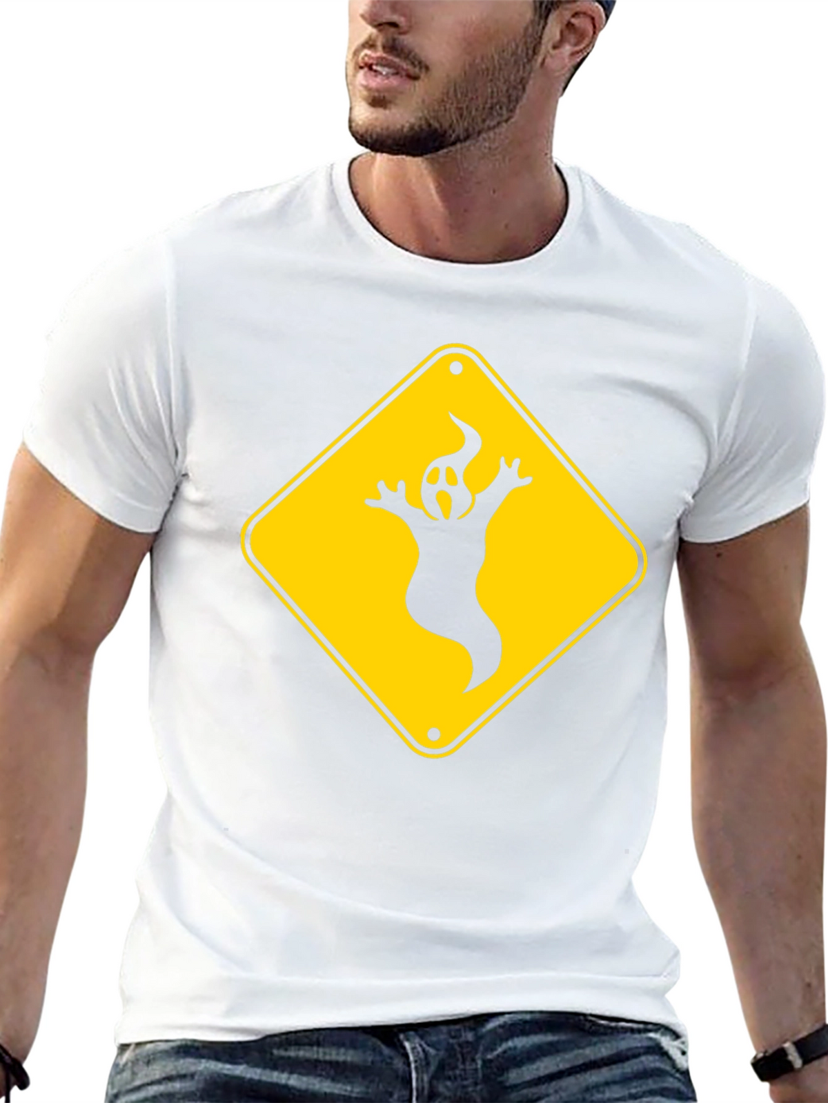Ghost Crossing Sign T-Shirt - Halloween Fun!