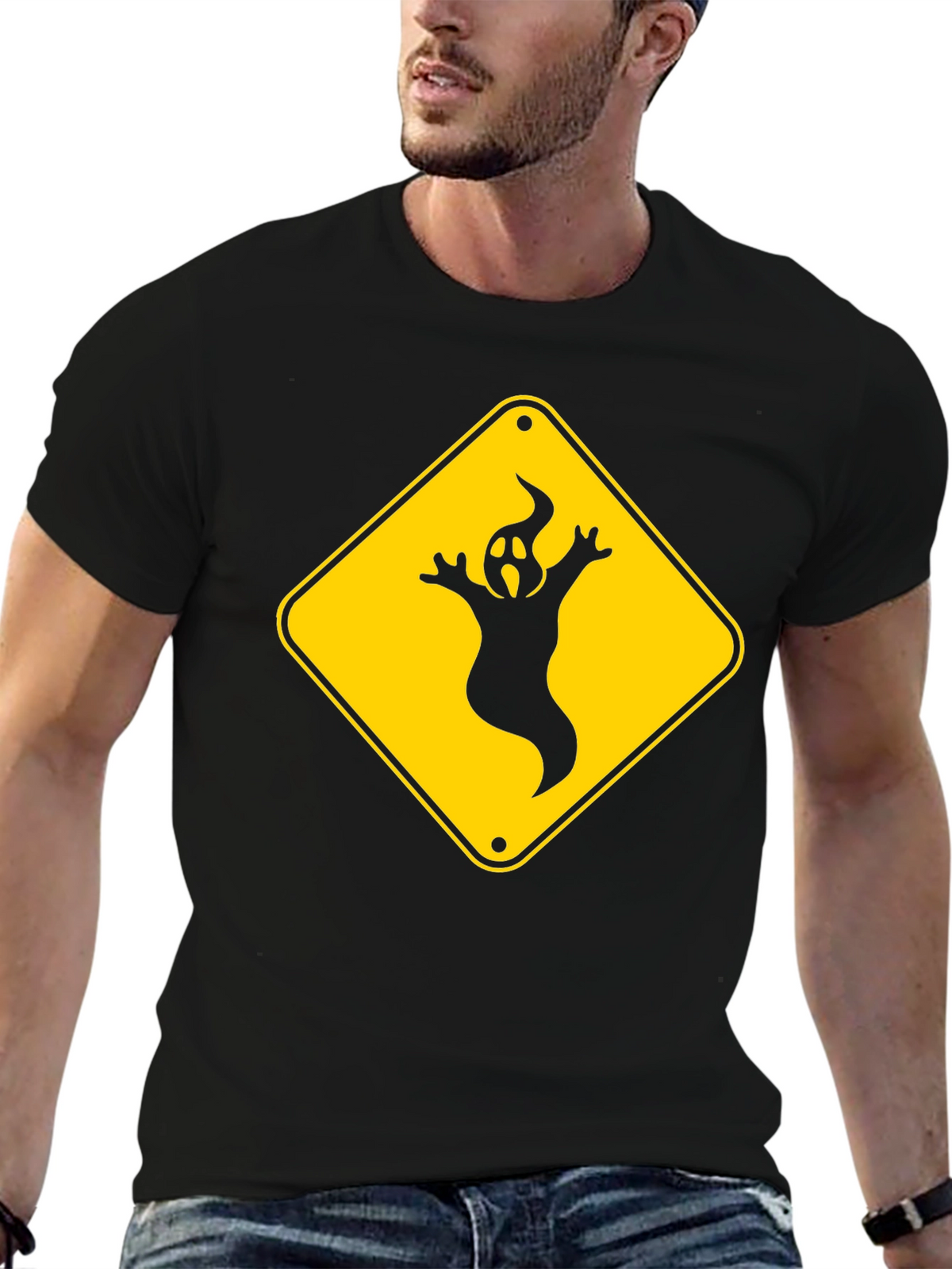 Ghost Crossing Sign T-Shirt - Halloween Fun!