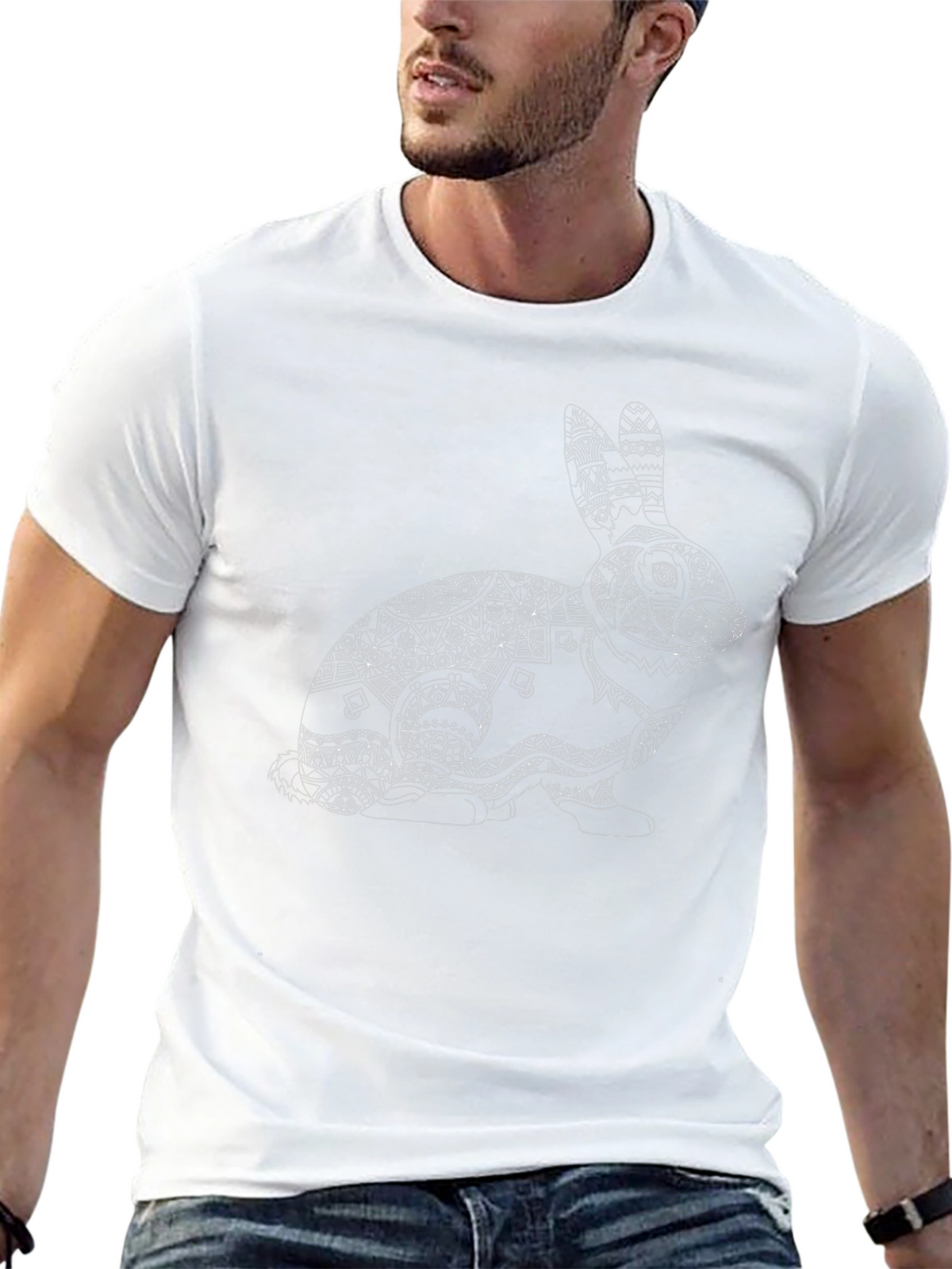 Rabbit Mandala Graphic Tee - Black
