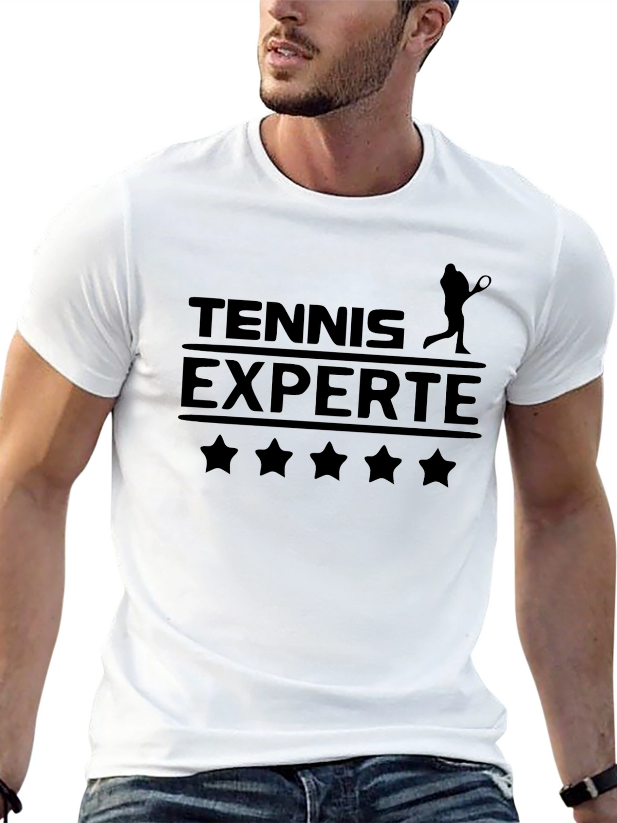 Tennis Expert T-Shirt - Black Cotton Tee