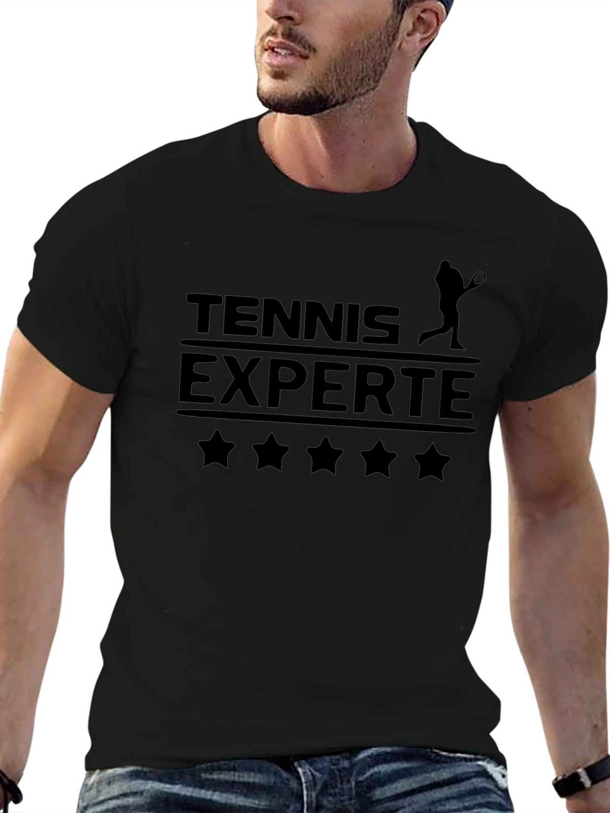 Tennis Expert T-Shirt - Black Cotton Tee
