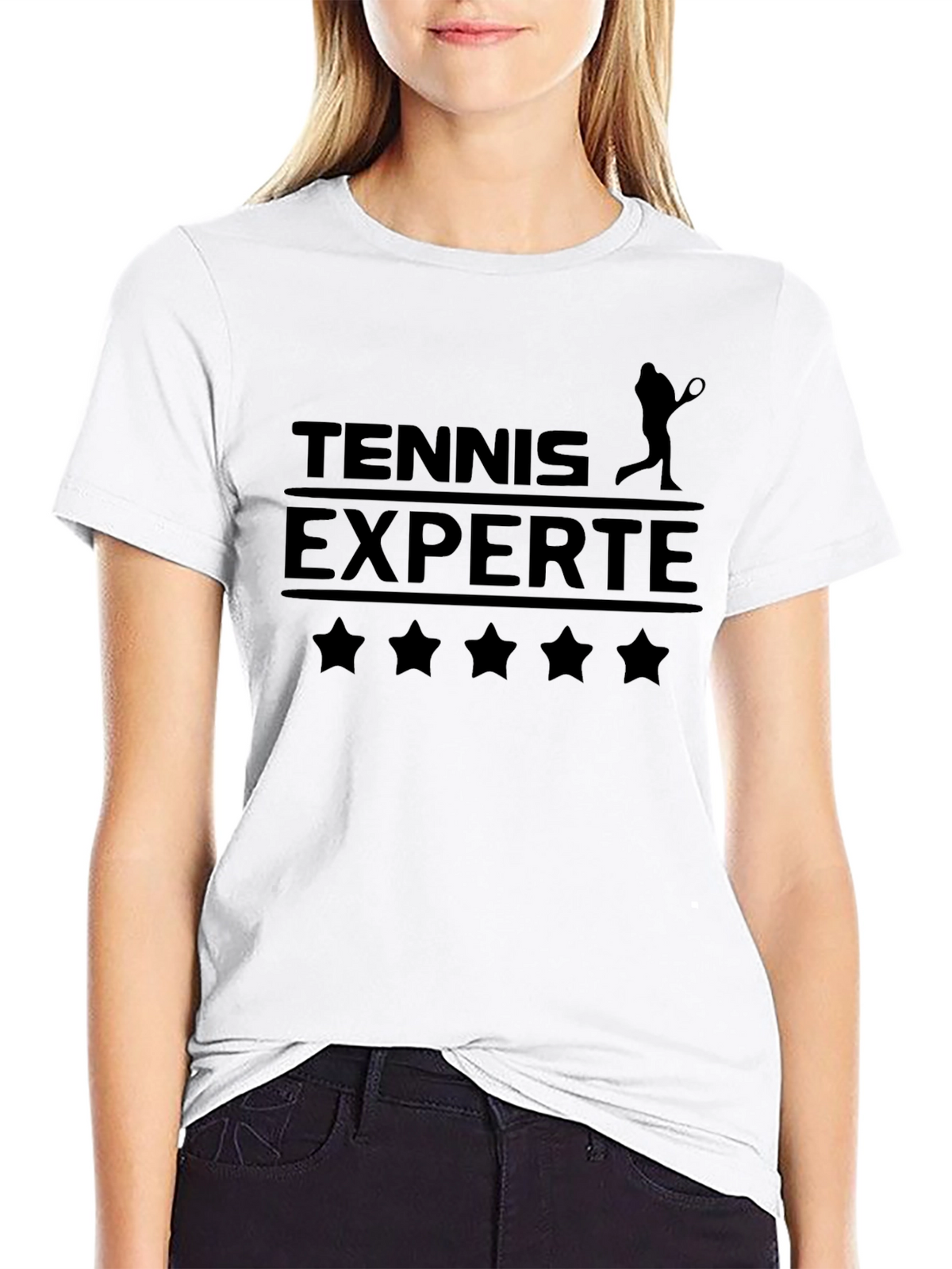 Tennis Expert T-Shirt - Black Cotton Tee