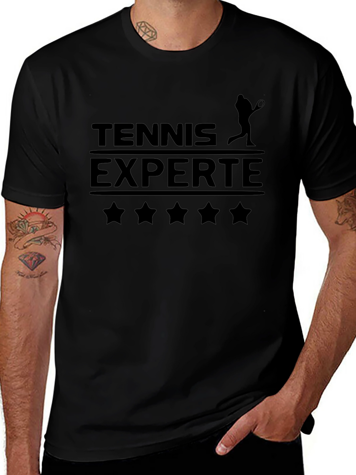 Tennis Expert T-Shirt - Black Cotton Tee