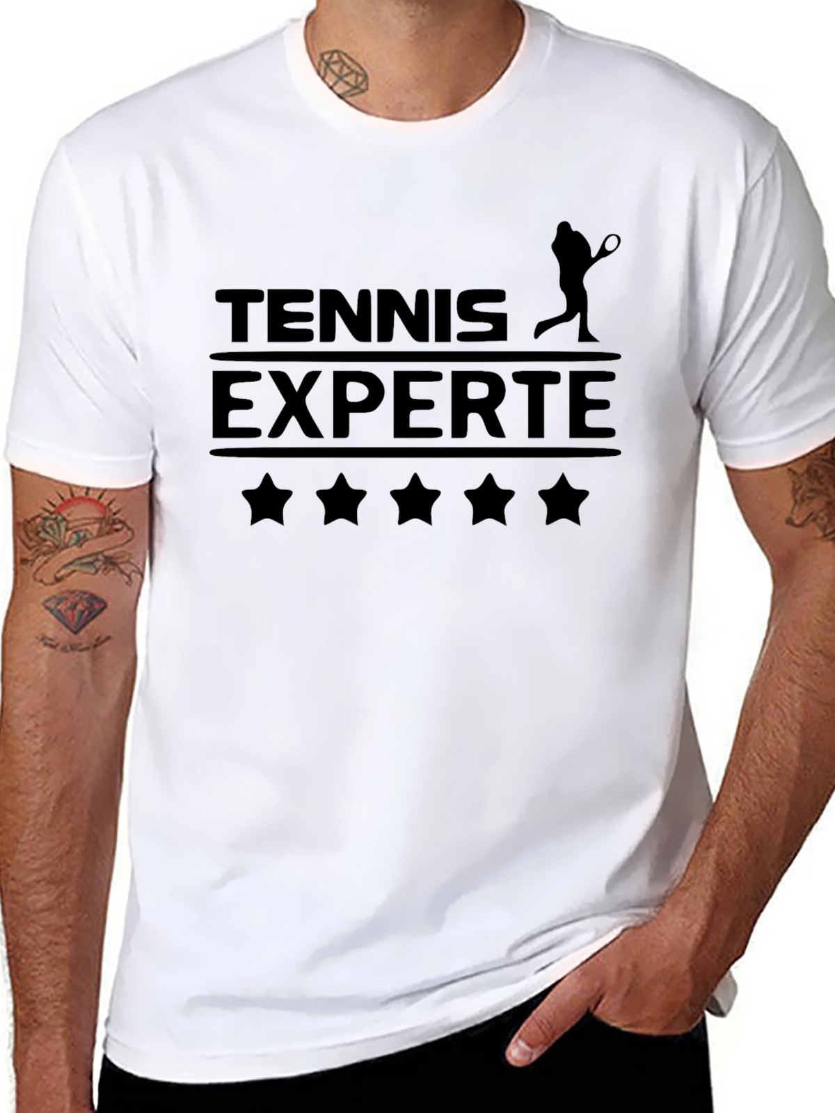 Tennis Expert T-Shirt - Black Cotton Tee