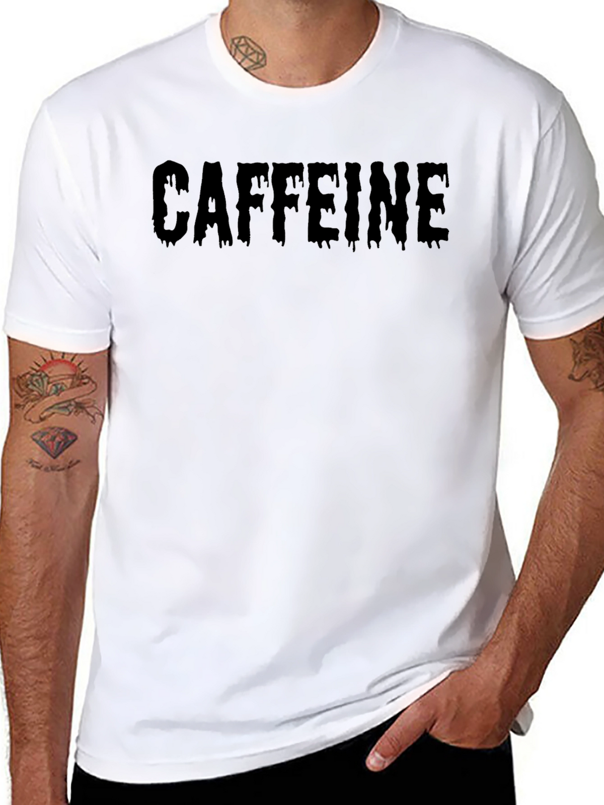 Caffeine Drip Graphic Tee - Black Cotton T-Shirt