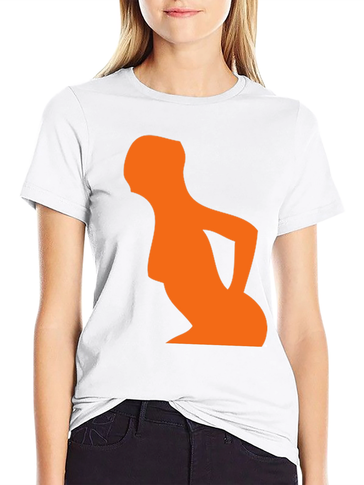 Abstract Orange Silhouette Graphic T-Shirt