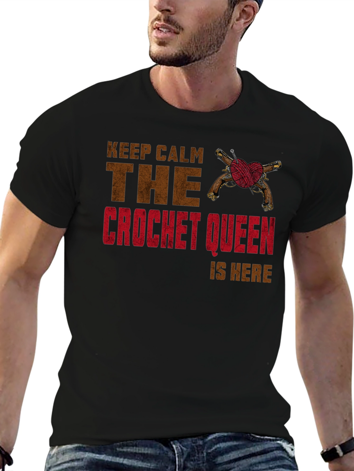 Crochet Queen T-Shirt - Keep Calm Design