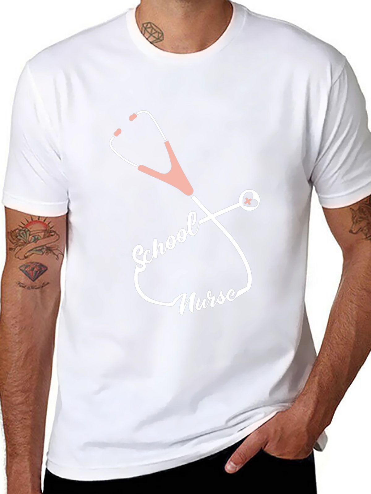 School Nurse Stethoscope T-Shirt - Black
