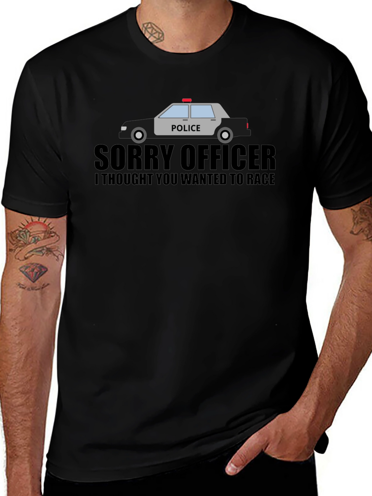 Sorry Officer Race Car Graphic T-Shirt
