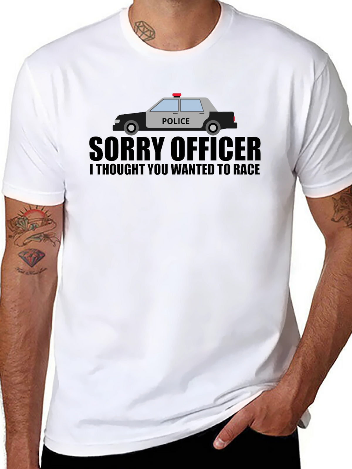 Sorry Officer Race Car Graphic T-Shirt