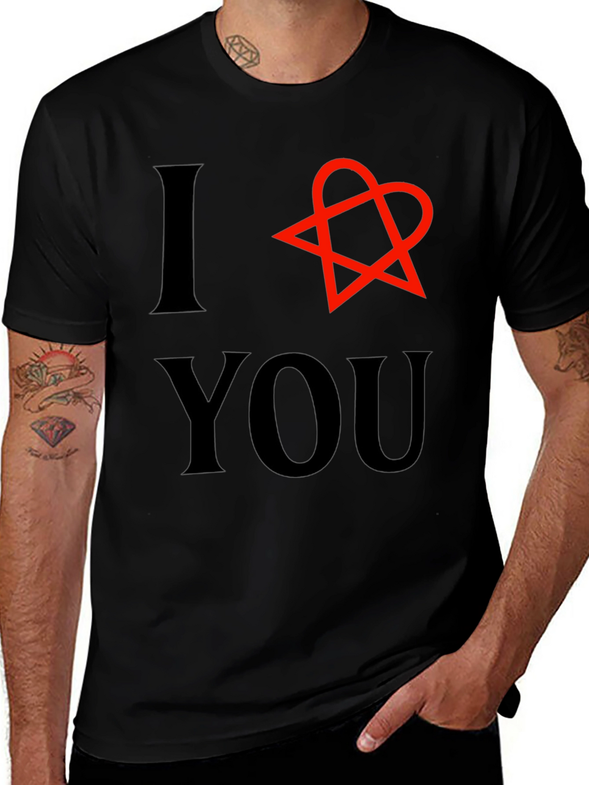 I Heart You T-Shirt - Black Cotton Graphic Tee