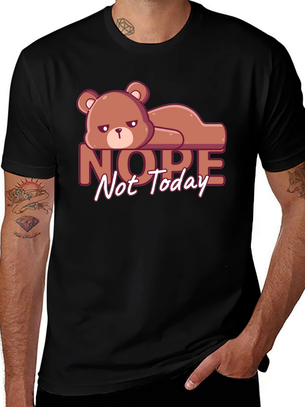 Nope Not Today T-Shirt Lazy Bear Graphic Tee