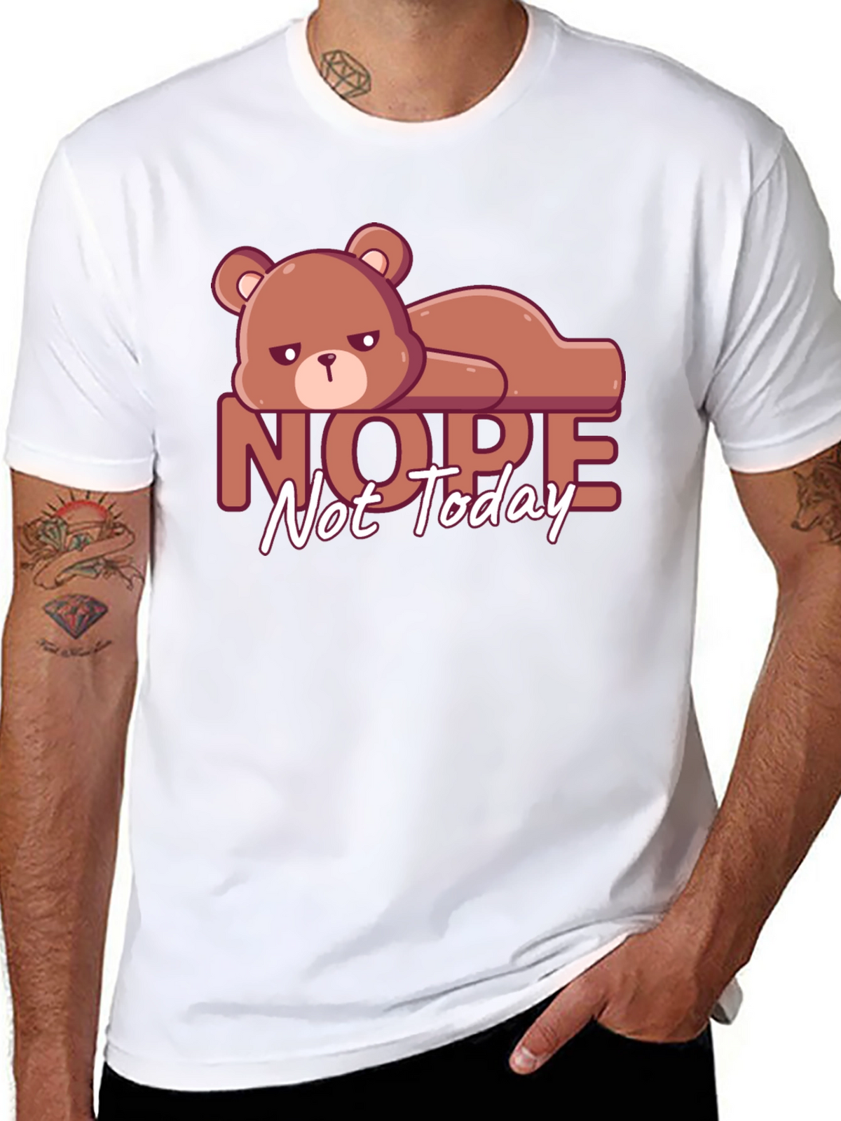 Nope Not Today T-Shirt Lazy Bear Graphic Tee