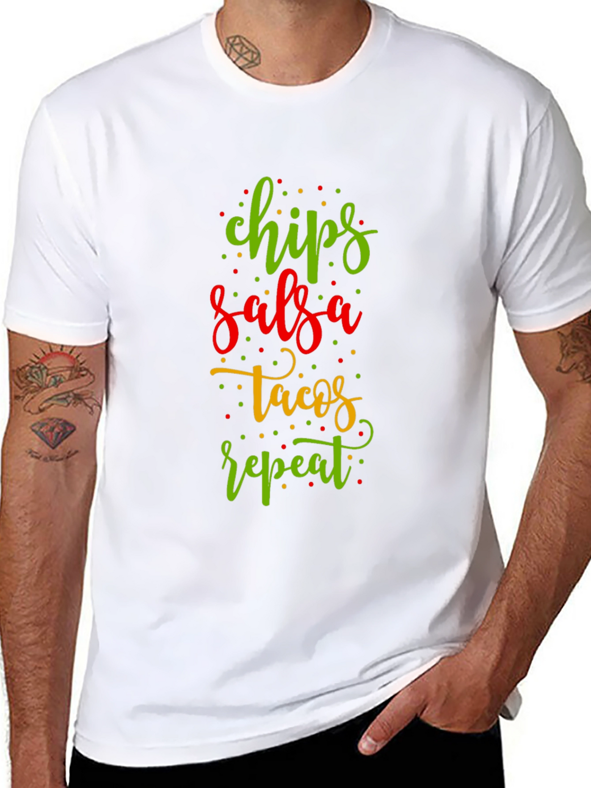 Chips Salsa Tacos Repeat Funny Graphic Tee
