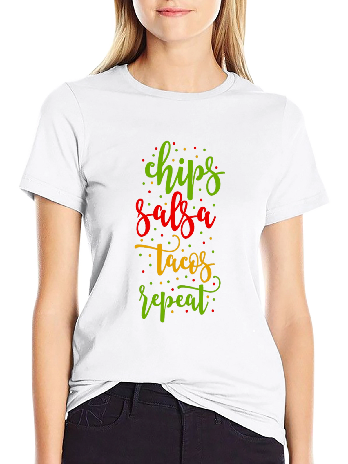 Chips Salsa Tacos Repeat Funny Graphic Tee