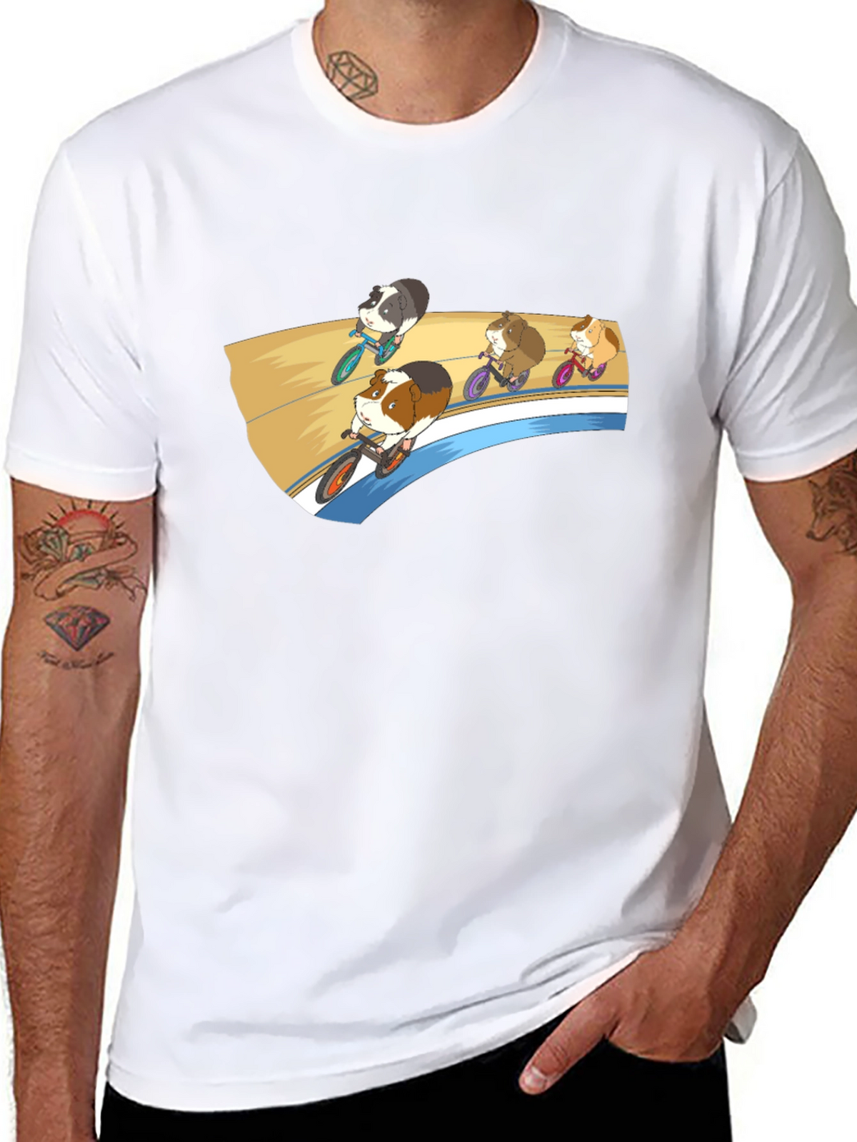 Guinea Pig Cycling Race Graphic T-Shirt