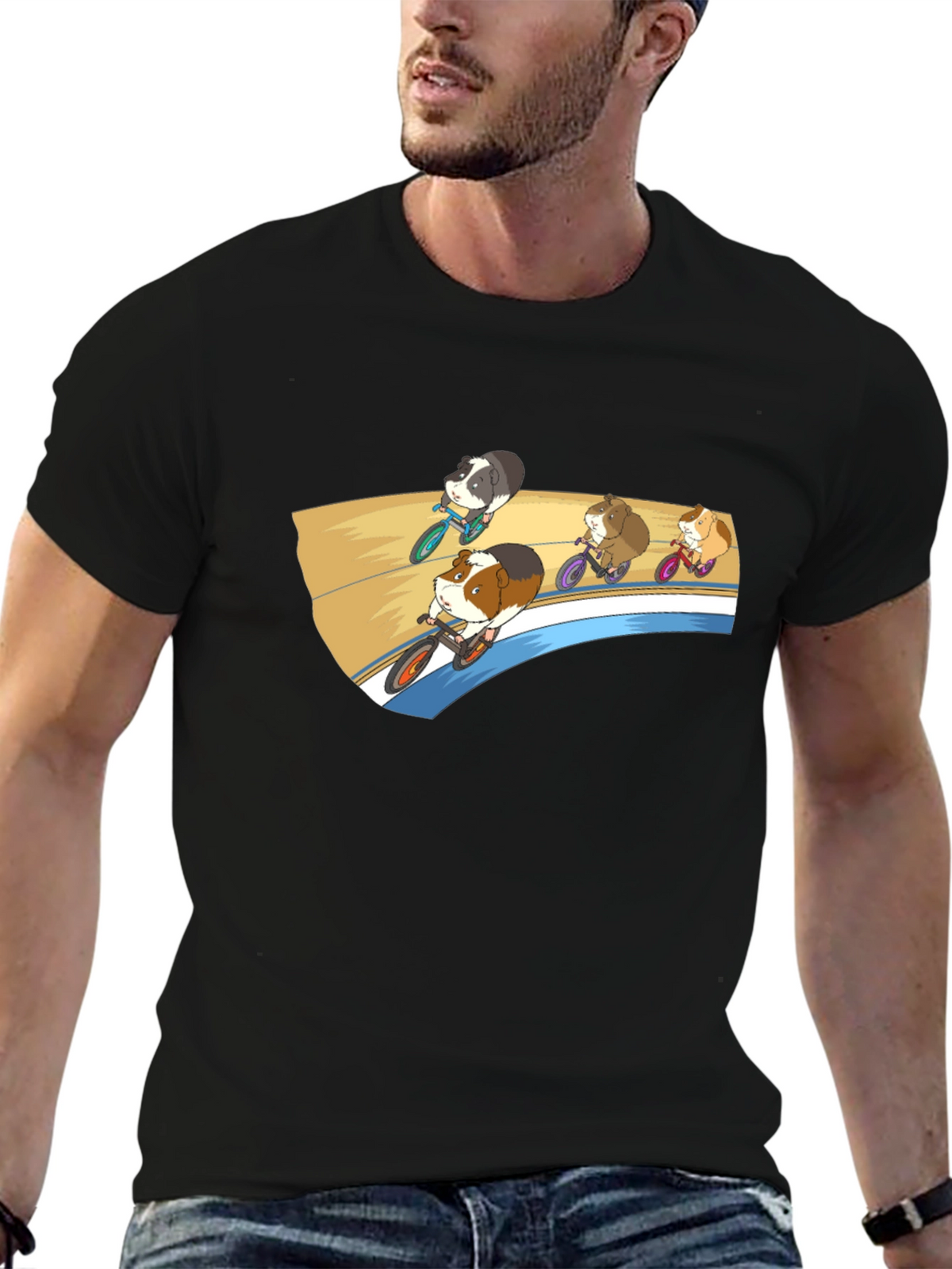 Guinea Pig Cycling Race Graphic T-Shirt