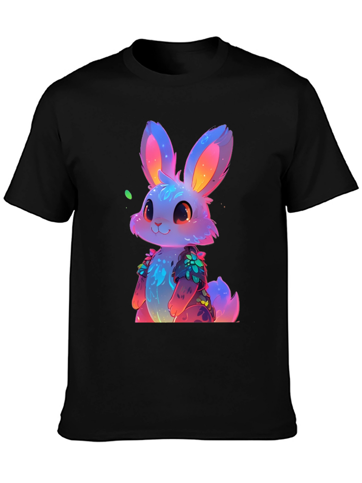 Neon Bunny Graphic Tee - Black