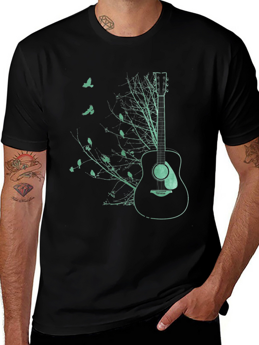 Guitar & Nature Graphic Tee - Black
