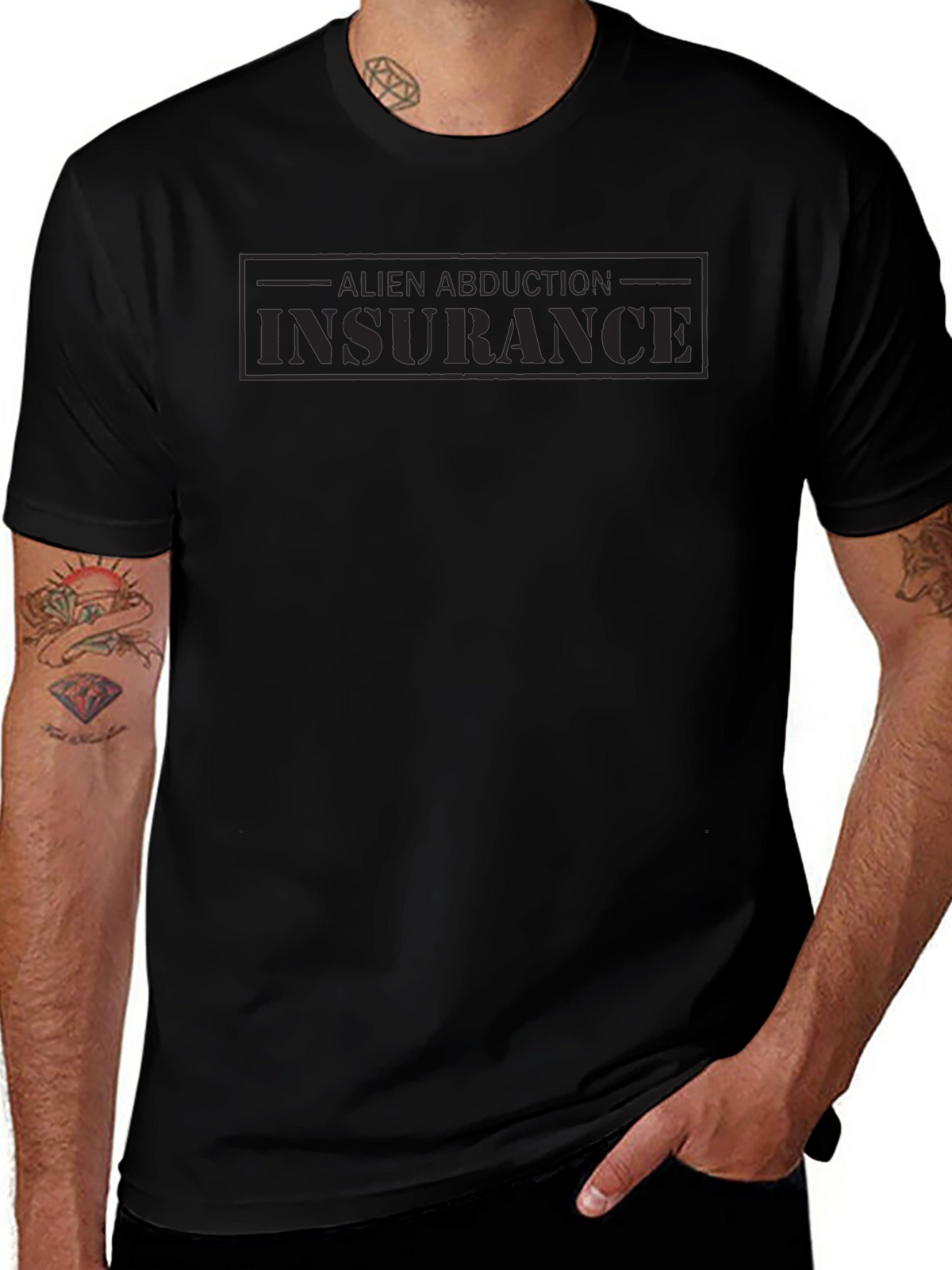 Alien Abduction Insurance Black Graphic Tee