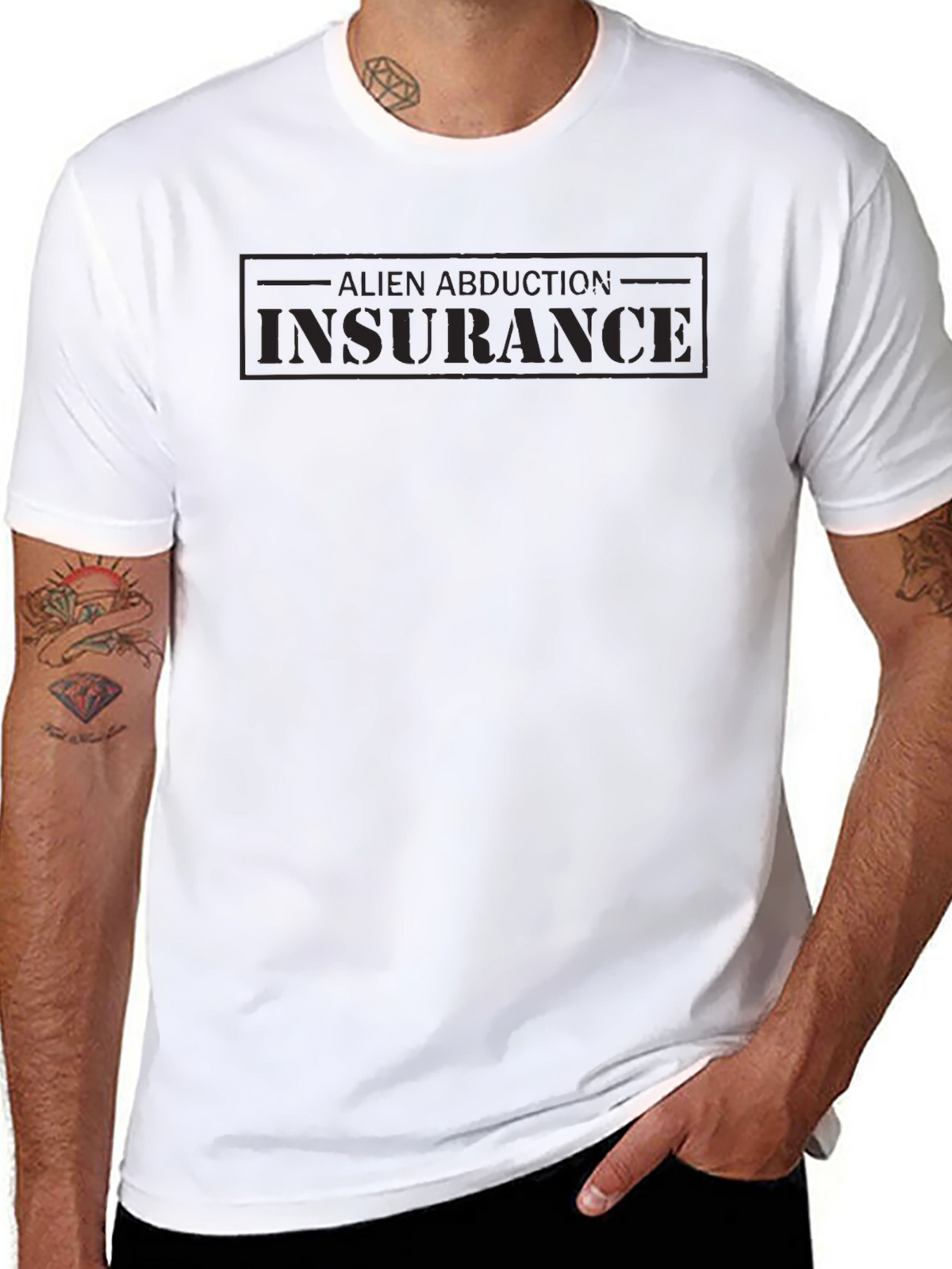 Alien Abduction Insurance Black Graphic Tee