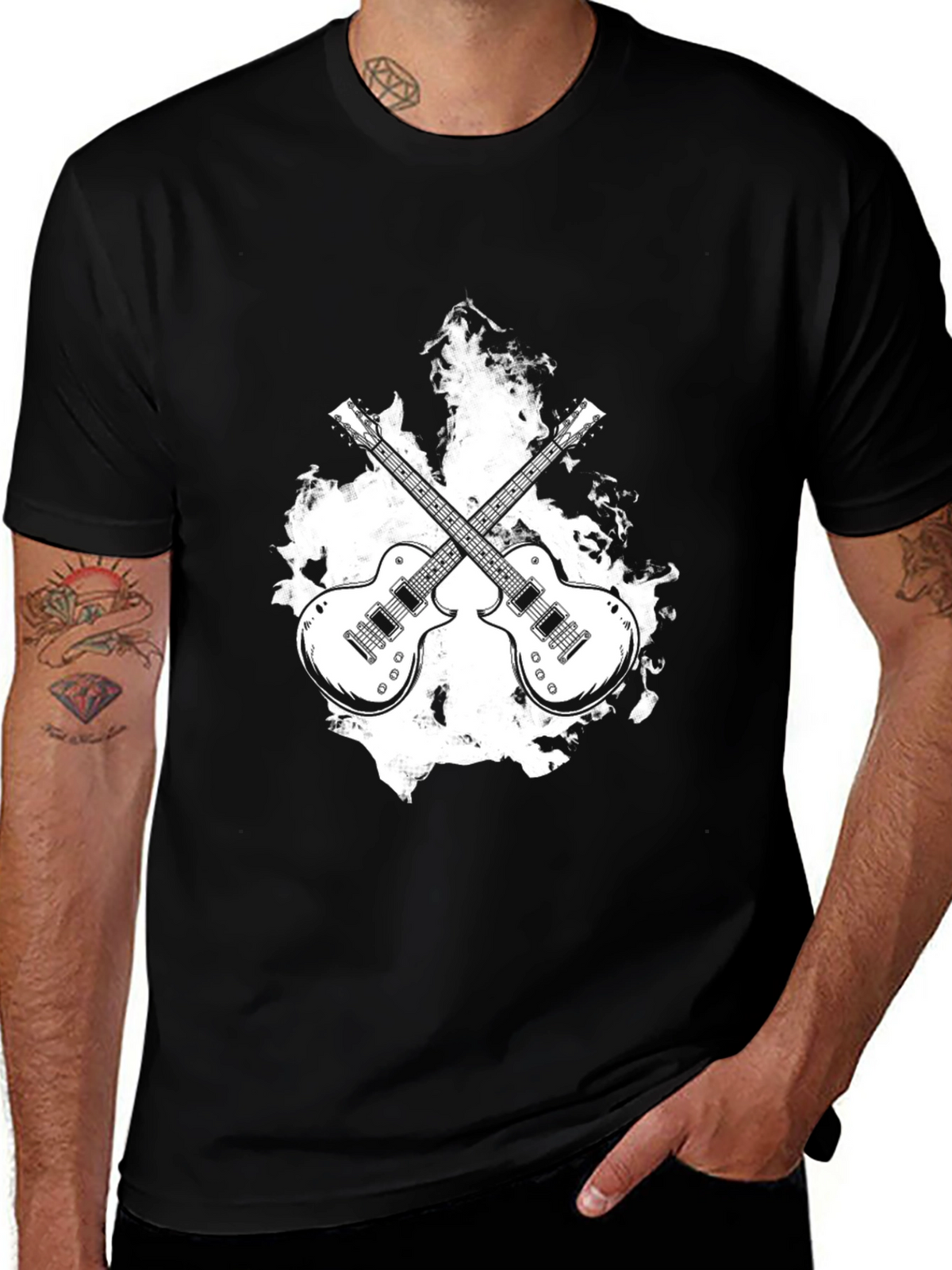 Rock On! Guitar Graphic Black T-Shirt