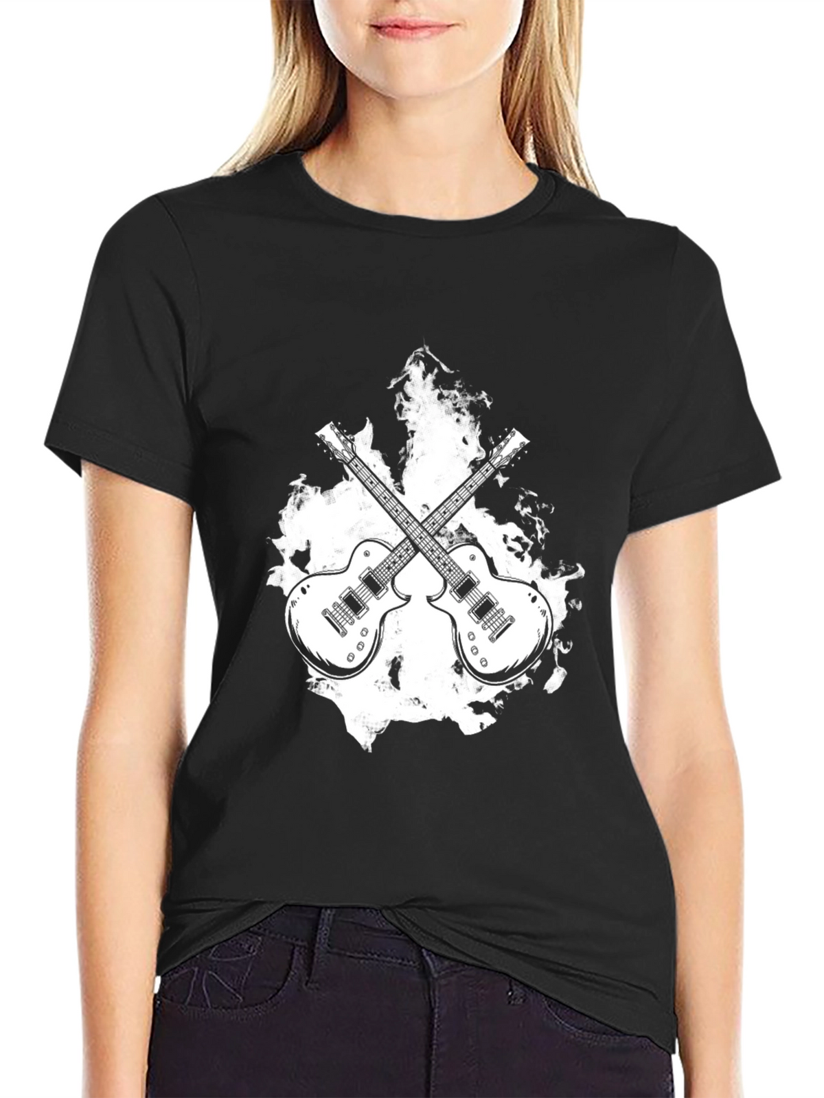 Rock On! Guitar Graphic Black T-Shirt
