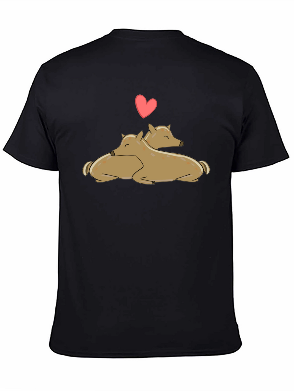 Cute Deer Love Black T-Shirt