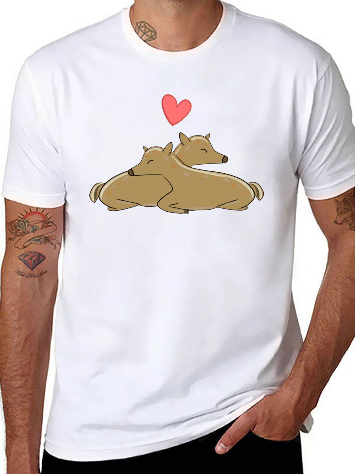 Cute Deer Love Black T-Shirt