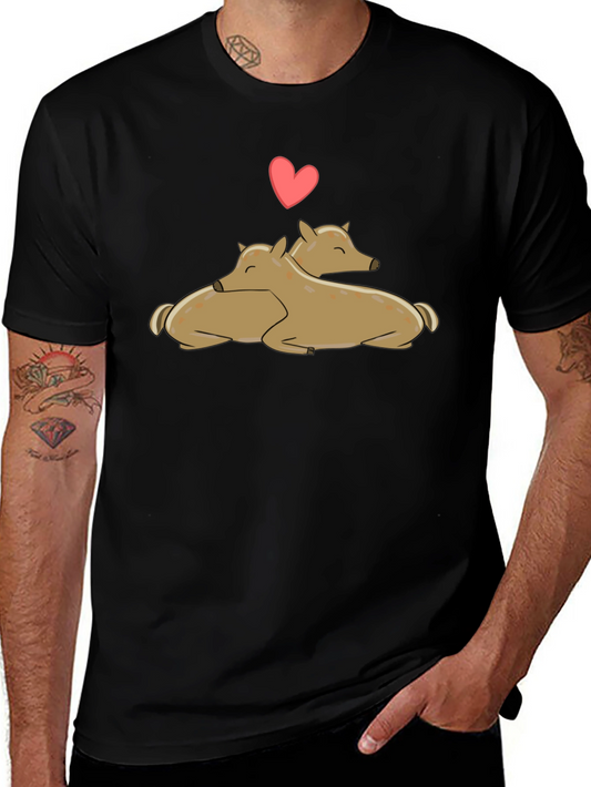 Cute Deer Love Black T-Shirt